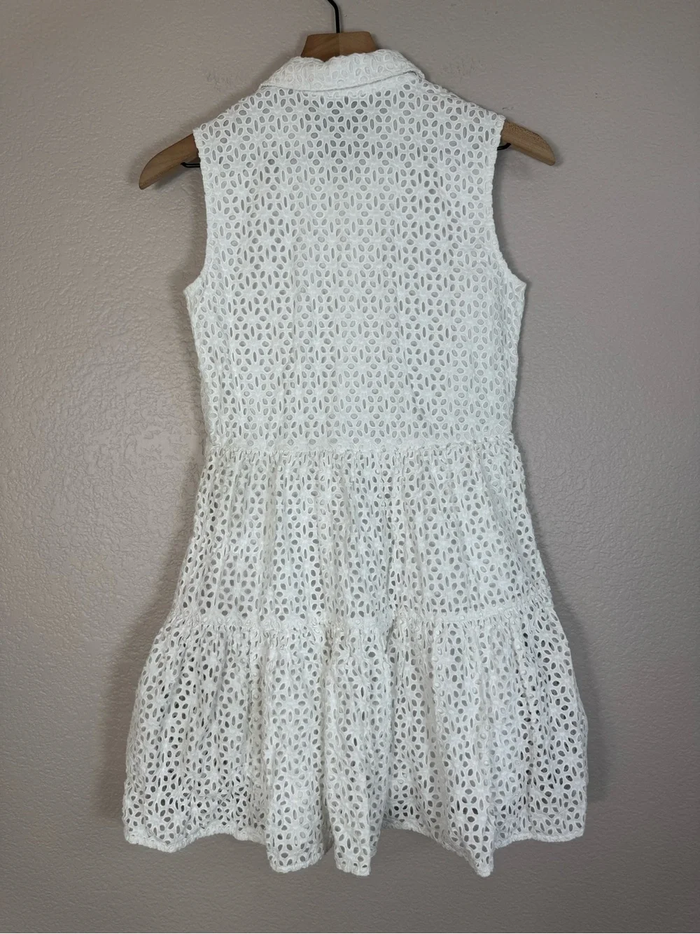 Kate Spade New York Eyelet Shirt Dress White Cotton XS $349 Lace Mini Preppy